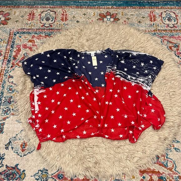 NWT American flag shawl one size - Picture 4 of 6